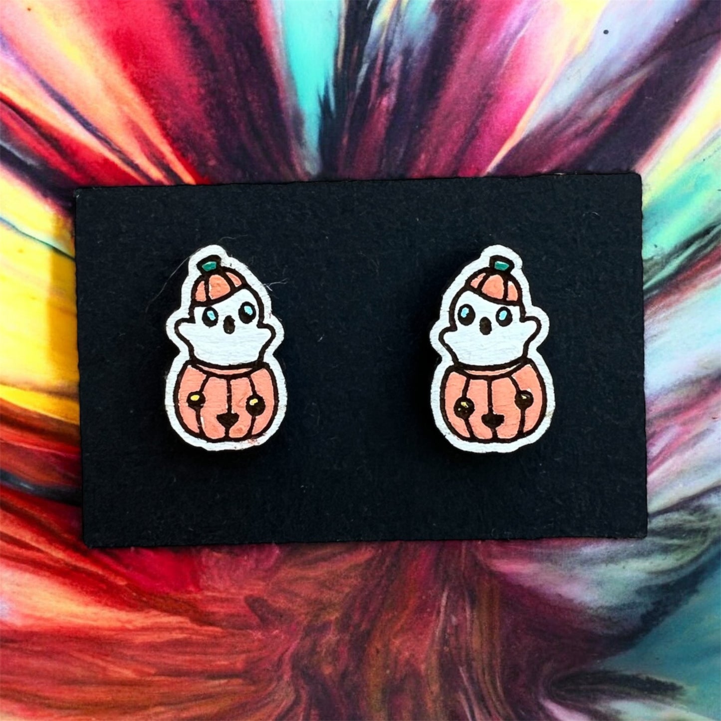Cute Ghost Pumpkin Stud Earrings