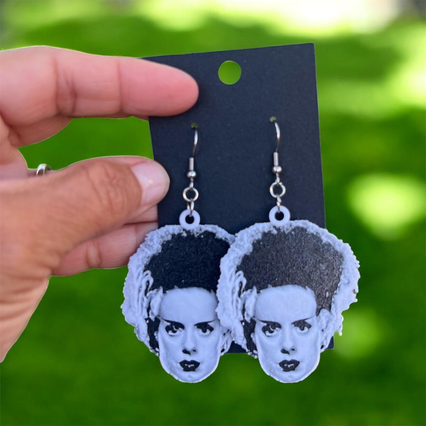 It’s Alive! Bride of Frankenstein Earrings | 3D Printed Horror Dangle, Gothic Monster Jewelry for Halloween & Year‑Round Spooky Style