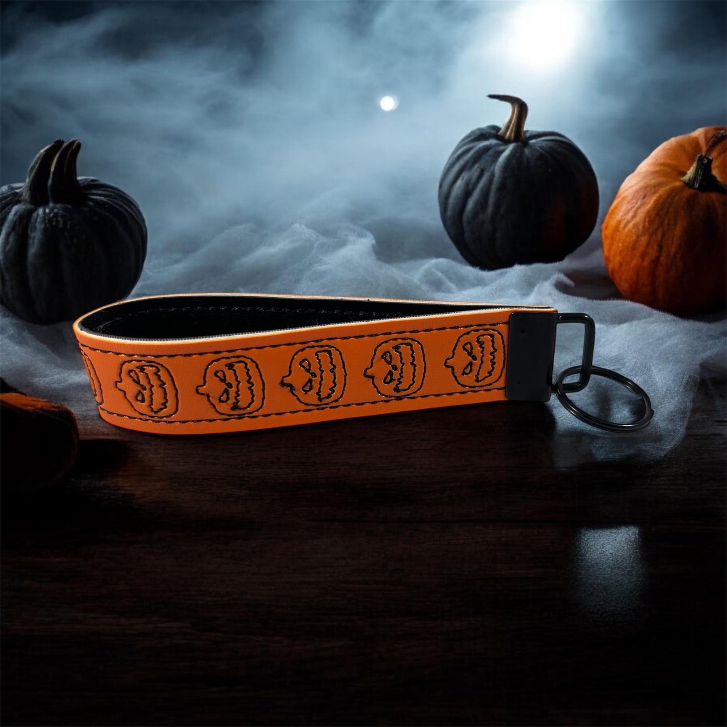 Spooky Halloween Pumpkin Key Fob Keychain