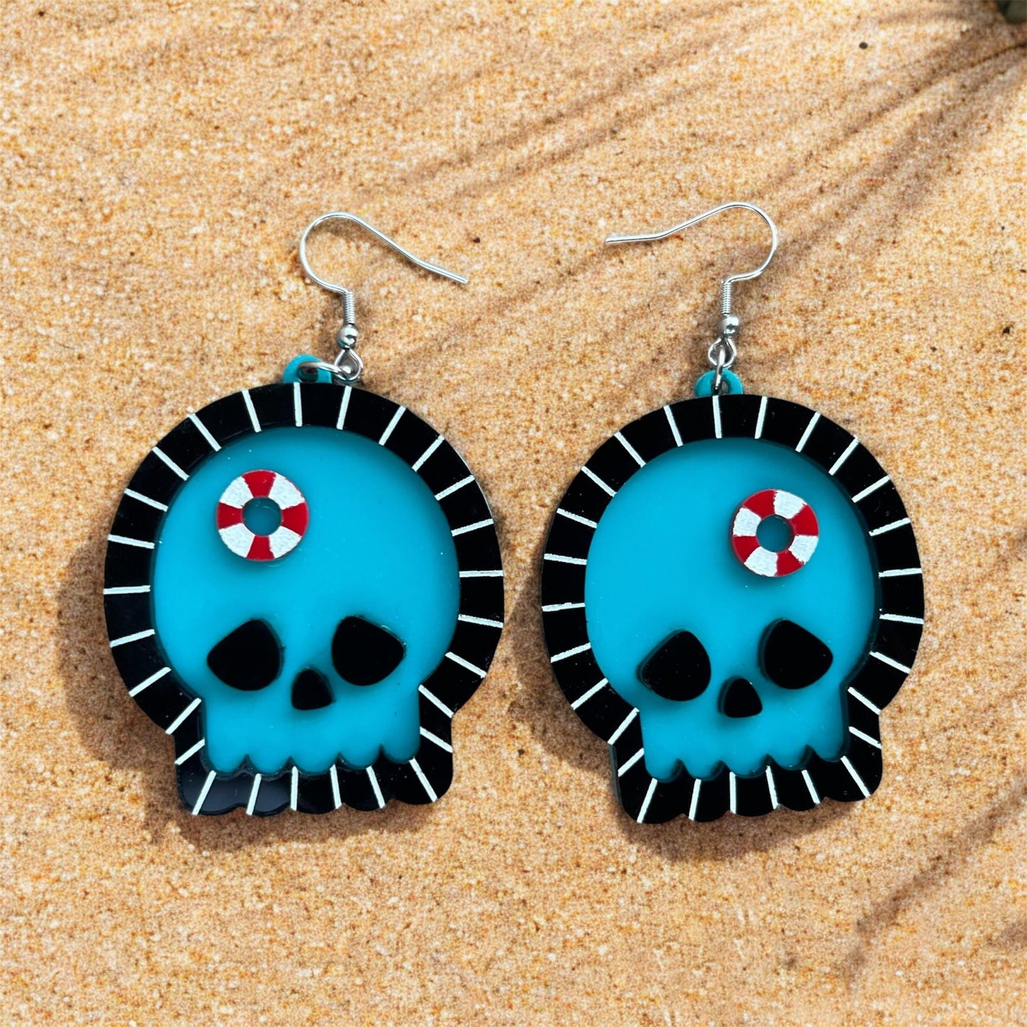 Spooky Summer Skull Pool Earrings