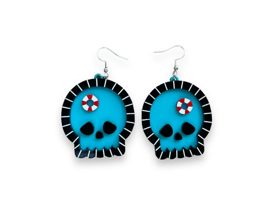 Spooky Summer Skull Pool Earrings