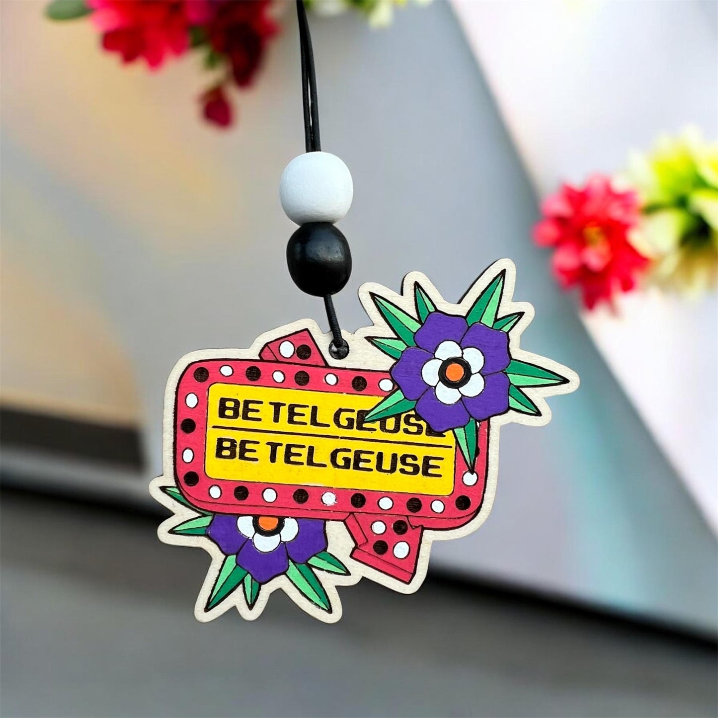 Beetlejuice Sign Car Mirror Hanger | Car Charm | Car Freshie | Car Accessory