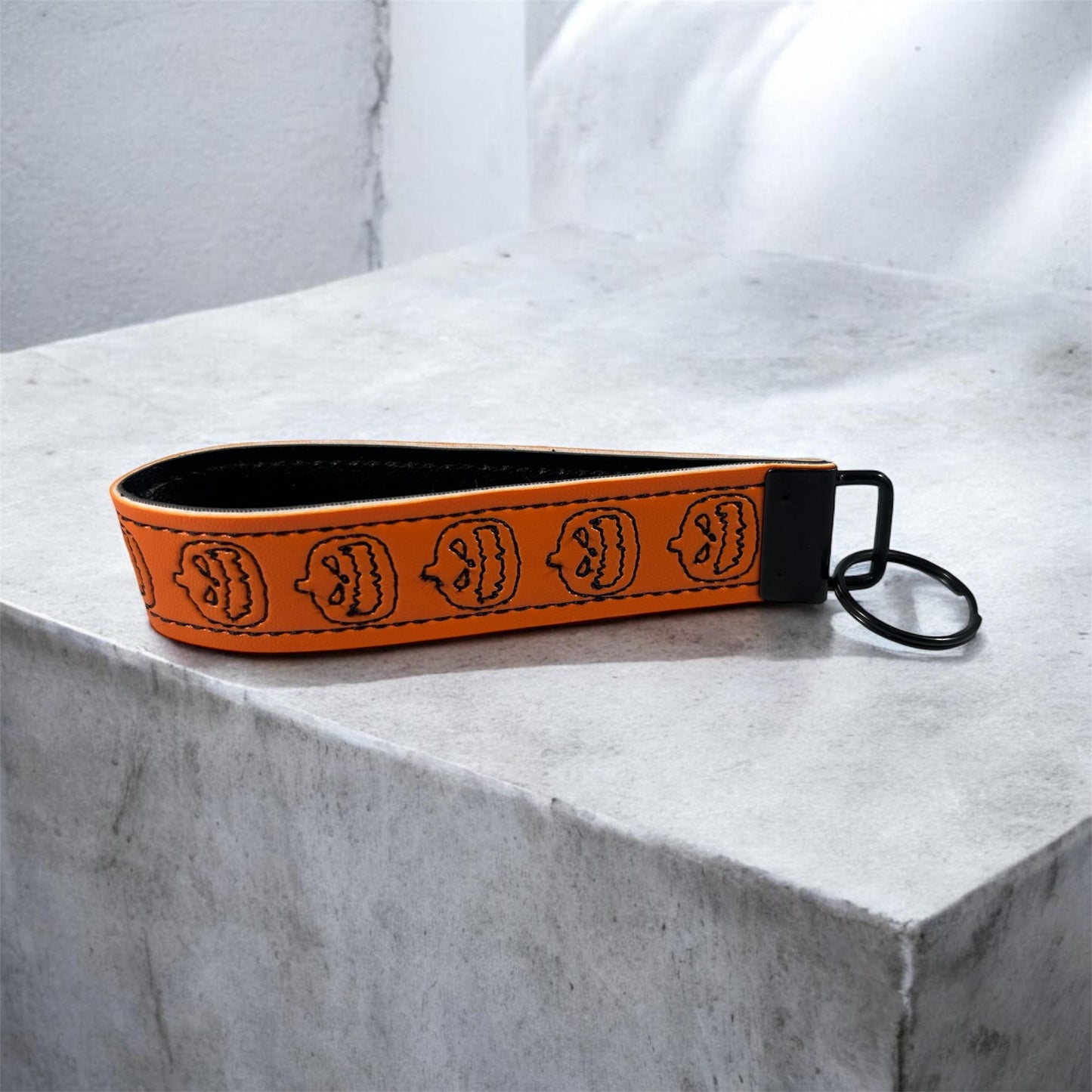 Spooky Halloween Pumpkin Key Fob Keychain