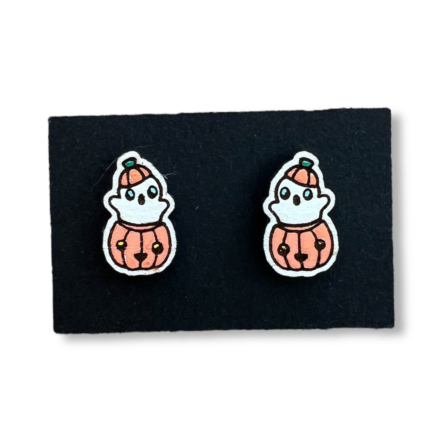 Cute Ghost Pumpkin Stud Earrings
