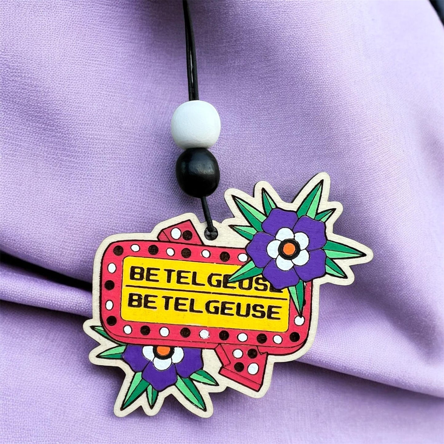 Beetlejuice Sign Car Mirror Hanger | Car Charm | Car Freshie | Car Accessory