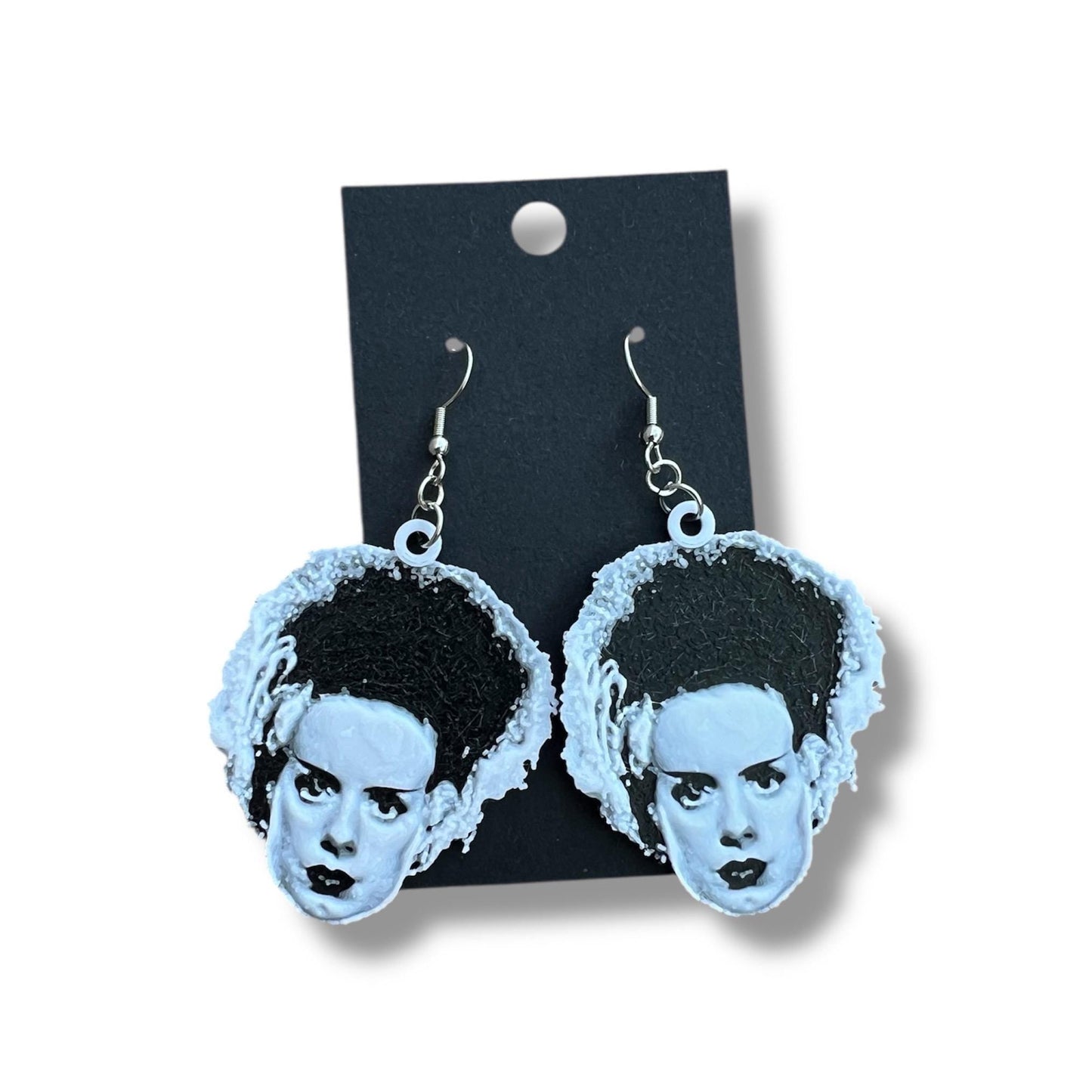 It’s Alive! Bride of Frankenstein Earrings | 3D Printed Horror Dangle, Gothic Monster Jewelry for Halloween & Year‑Round Spooky Style