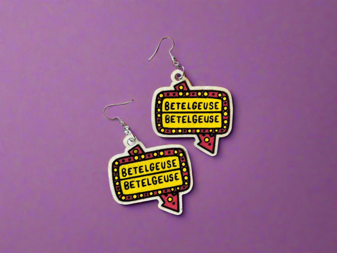 Beetlejuice Sign Earrings