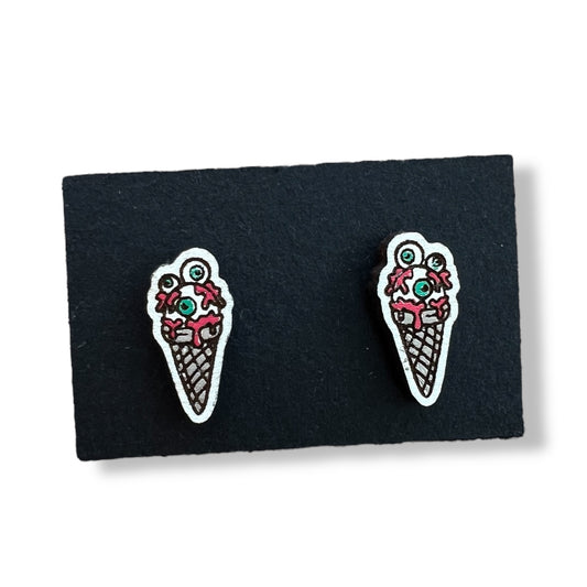 Eye Scream Halloween Stud Earrings VERSION 1