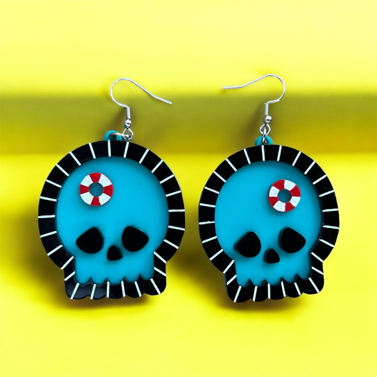 Spooky Summer Skull Pool Earrings